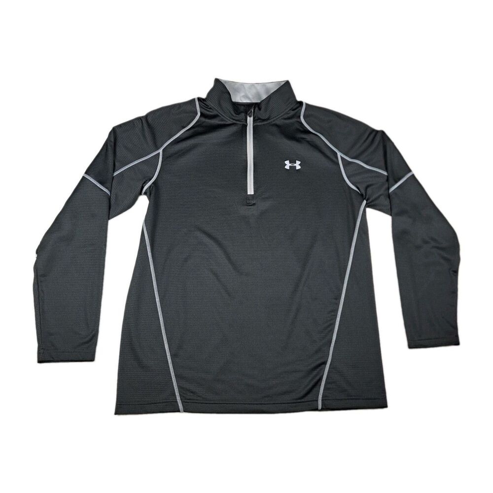 Under Armour Shirt Mens 2XL 1/4 Zip Fitted Cold Gear Black Longsleeve Pullover